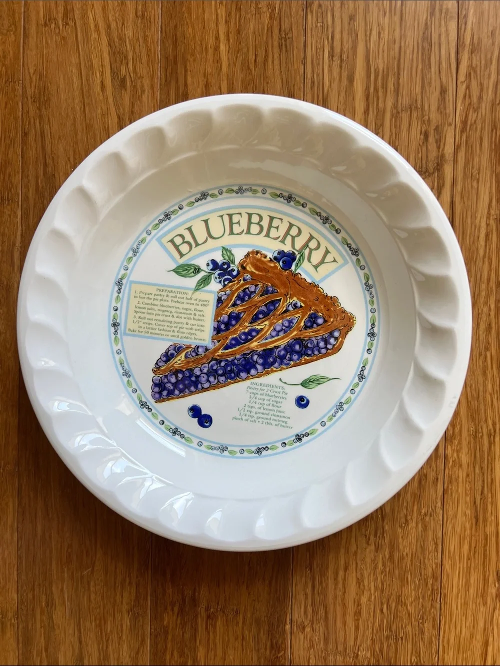 Vintage Himark Korea Blueberry Ceramic Pie Recipe Plate The Golden Pie Collectio